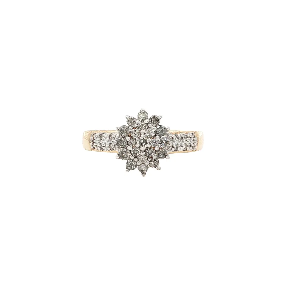 Vintage 14K Gold Cluster Ring with Diamond