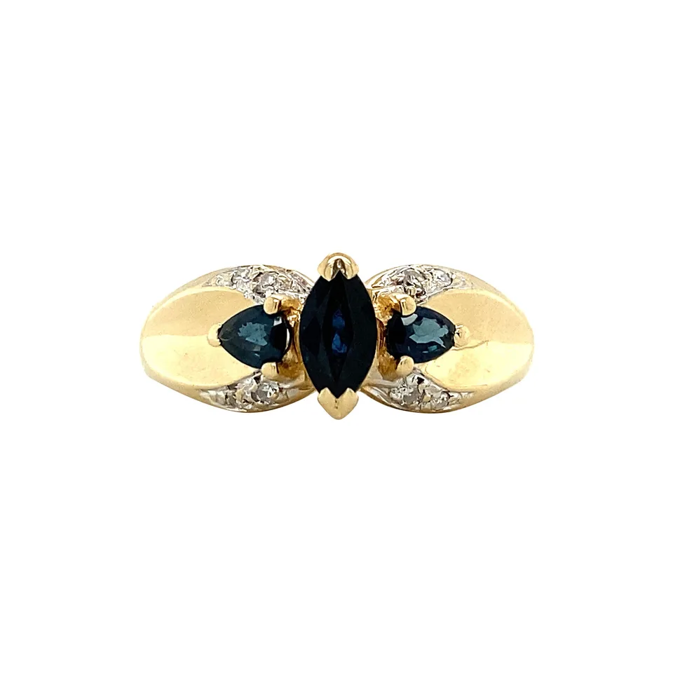 Vintage 14K Gold Ring with Sapphire and Diamond