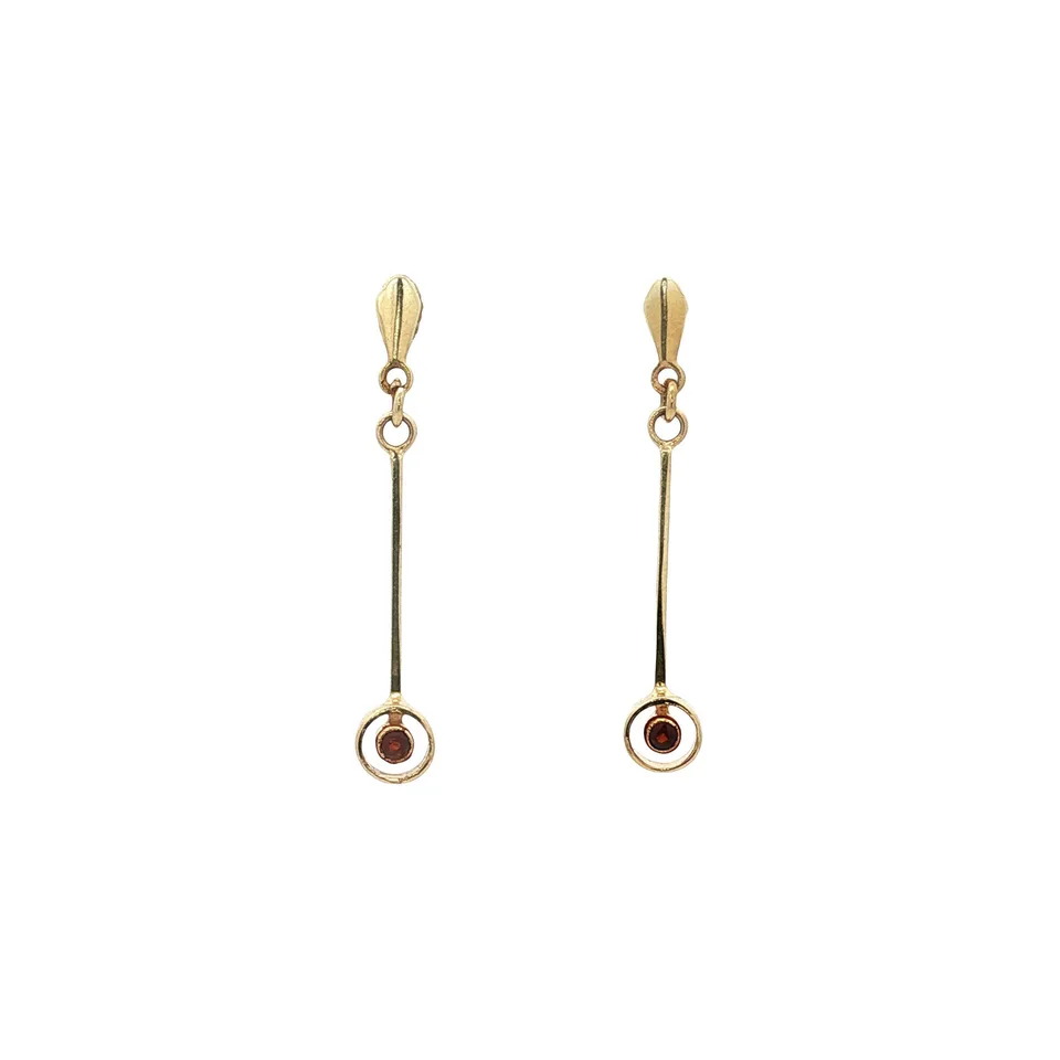 Vintage 14K Gold Stud Earrings with Garnet