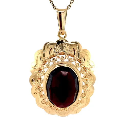 Vintage 14K Gold Pendant with Garnet
