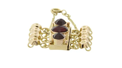 Vintage 14K Gold Decorative Clasp with Garnet Necklace