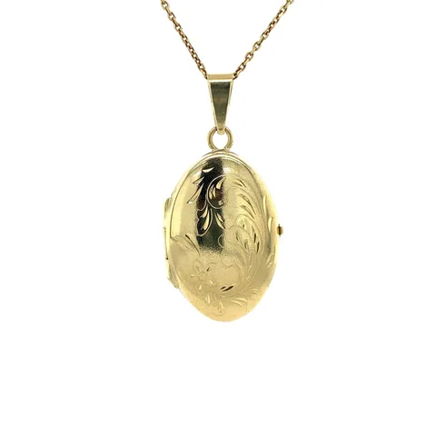 Vintage 14K Gold Oval Locket with Engraving