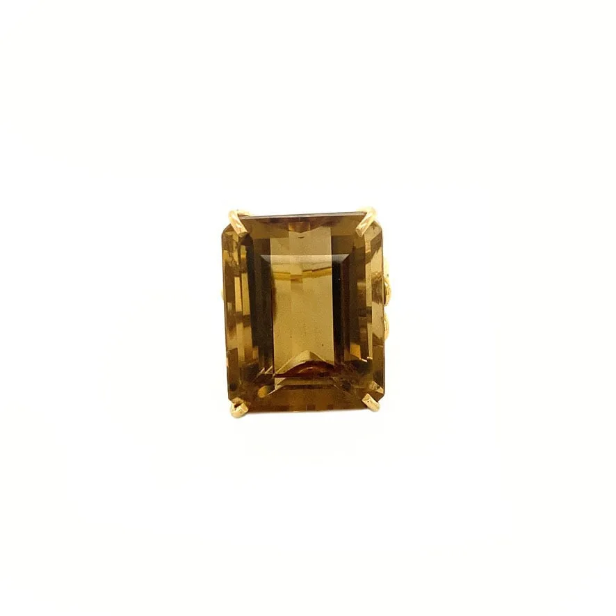 Vintage 18K Gold Ring with Smoky Quartz