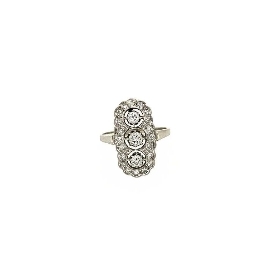 Vintage 14K White Gold Princess Ring with Diamond