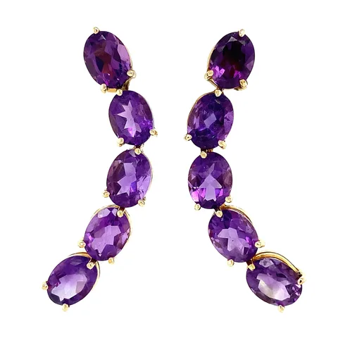Vintage 14K Gold Stud Earrings with Amethyst