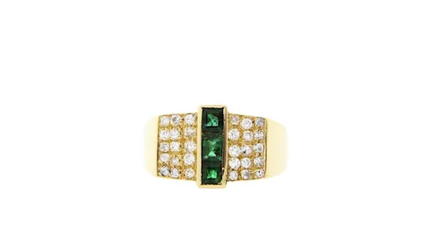 Vintage 14K Gold Ring with Diamond and Emerald