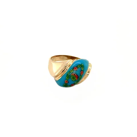Vintage 14K Rose Gold Ring with Enamel