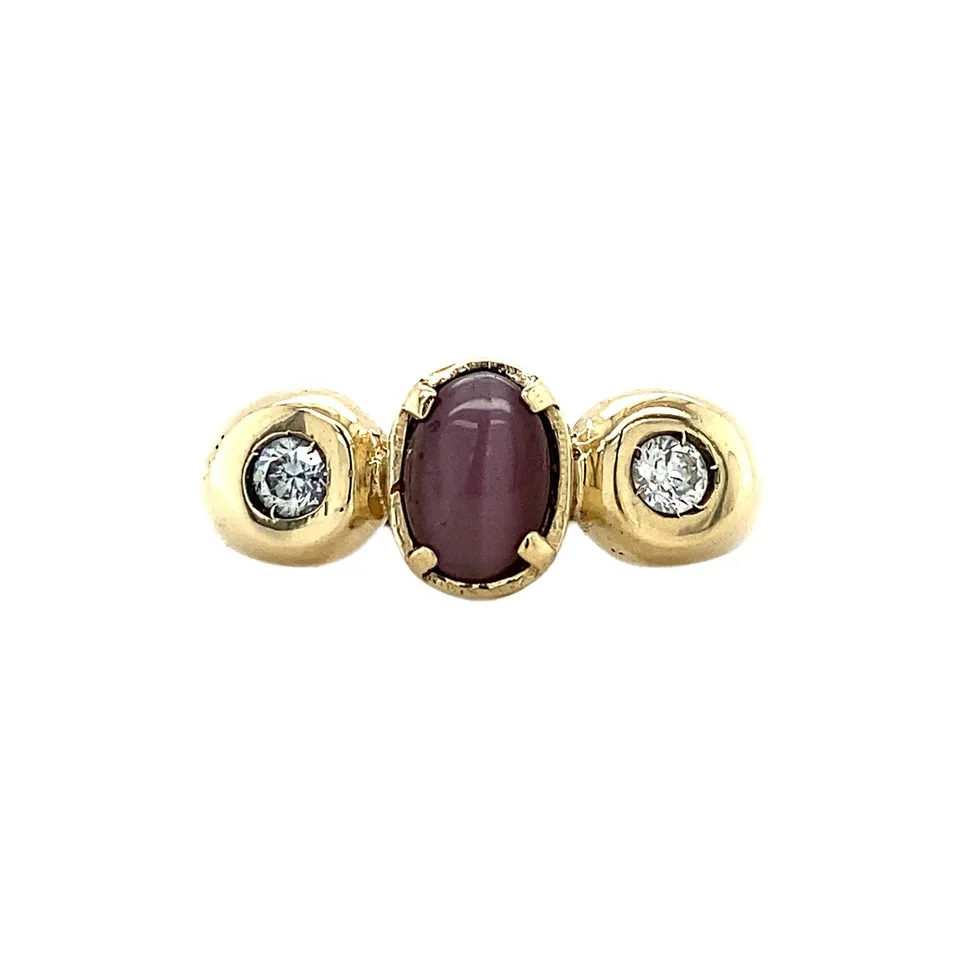 Vintage 14K Gold Ring with Sapphire and Cubic Zirconia