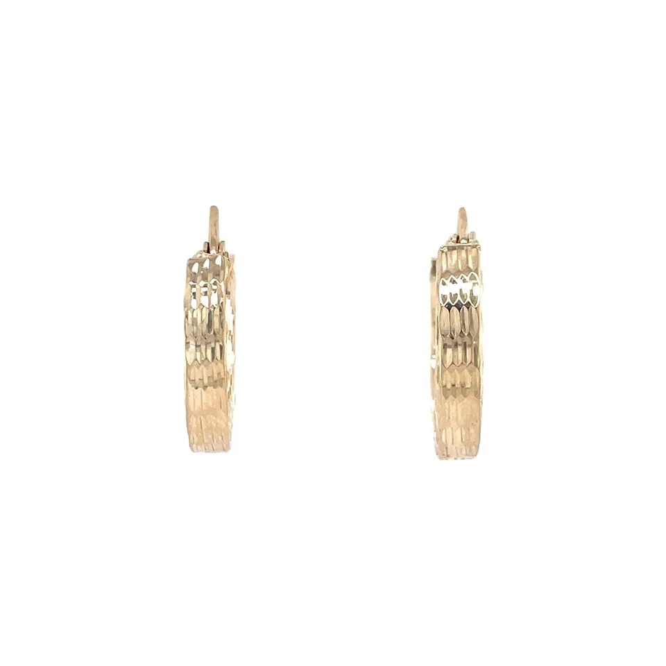 Vintage 14K Gold Fancy Hoop Earrings