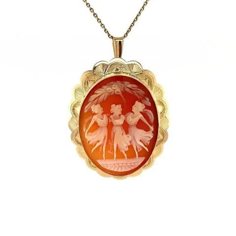 Vintage 14K Gold Cameo Pendant and Brooch