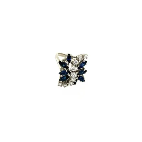 Vintage 14K White Gold Ring with Sapphire and Diamond