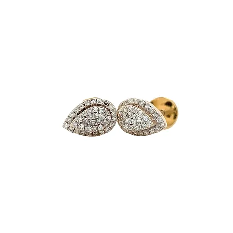Vintage 14K Gold Stud Earrings with Diamond