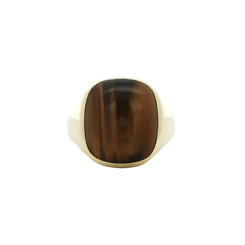 Vintage 14K Gold Signet Ring with Tiger's Eye