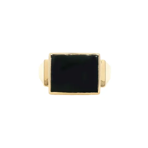 Vintage 14K Gold Signet Ring with Onyx