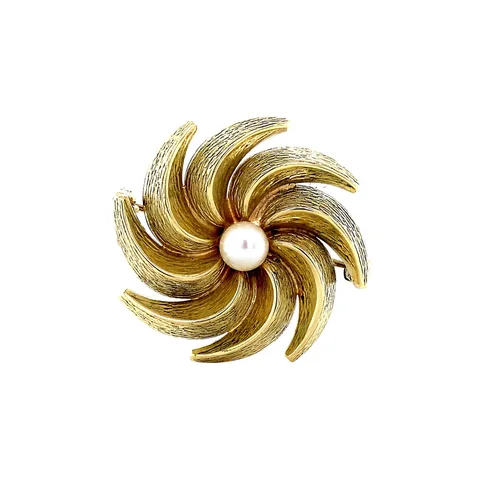 Vintage 14K Gold Brooch with Pearl