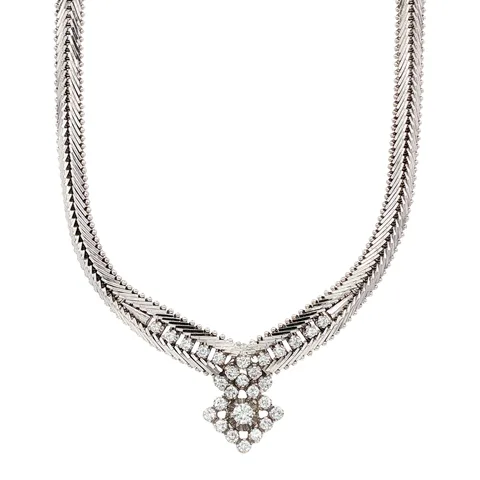 Vintage 14K White Gold Necklace with Diamond