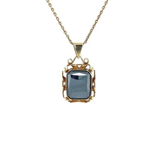 Vintage 14K Gold Pendant with Hematite