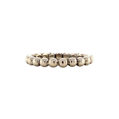Vintage 14K White Gold Bead Stacking Ring