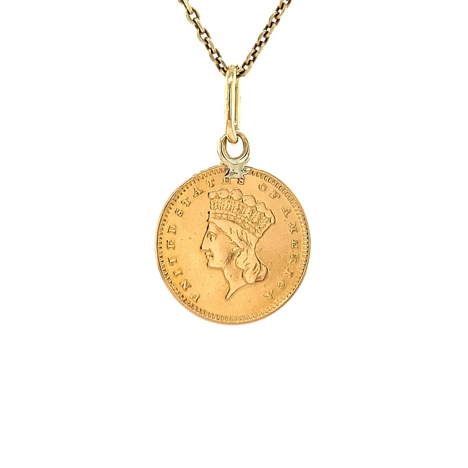 Vintage 14K Gold Pendant with Coin