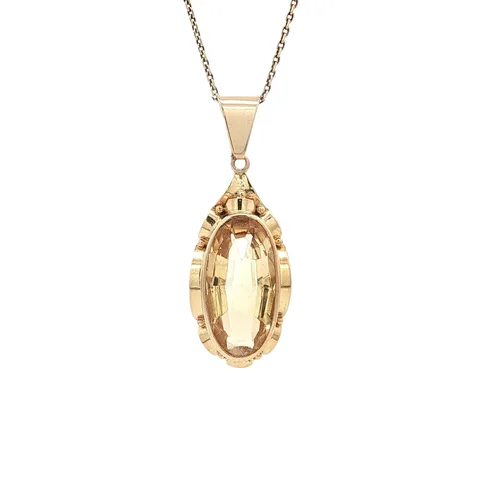 Vintage 14K Gold Pendant with Citrine