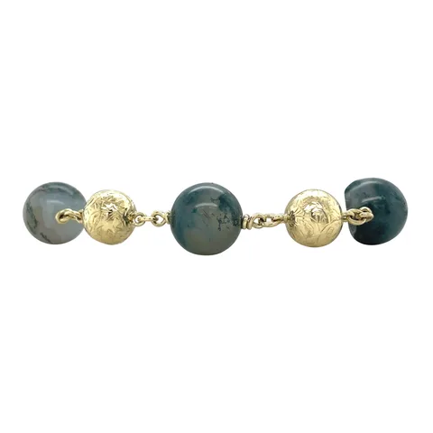 Vintage 14K Gold Bracelet with Moss Agate