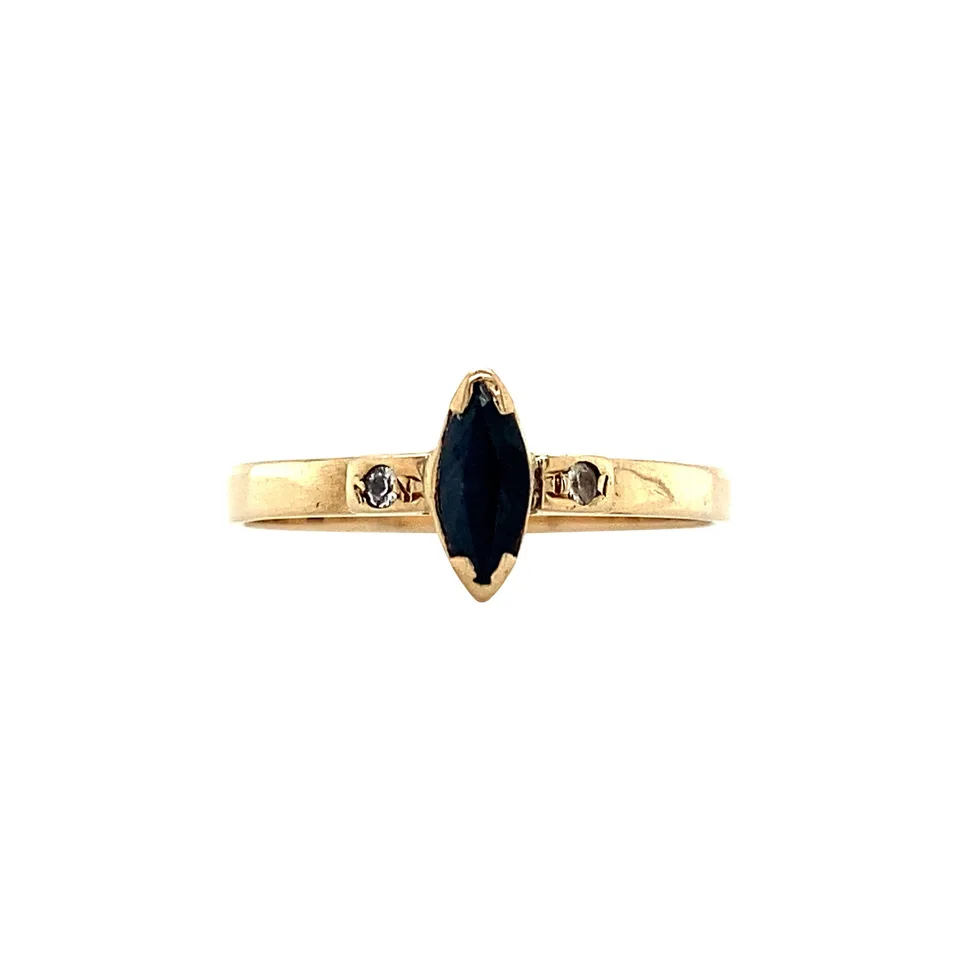 Vintage 12K Gold Ring with Sapphire and Cubic Zirconia