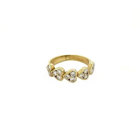 Vintage 14K Gold Pinky Ring with Diamonds Hearts