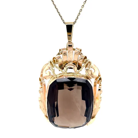 Vintage 14K Gold Pendant with Smoky Quartz