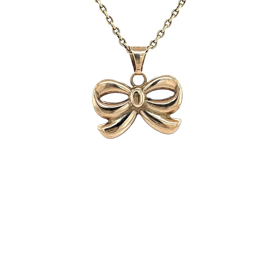 Vintage Bow 9K Gold Pendant