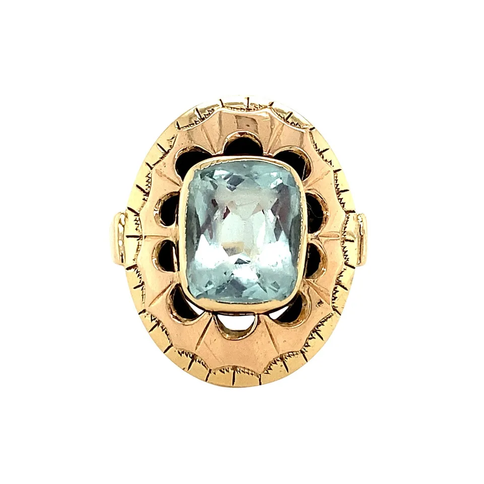 Vintage 14K Gold Ring with Aquamarine