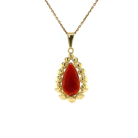 Vintage 14K Gold Pendant with Carnelian