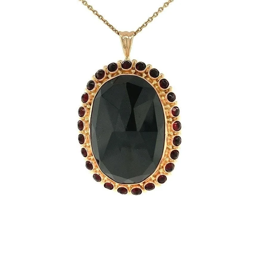 Vintage 14K Gold Cluster Pendant and Brooch with Garnet