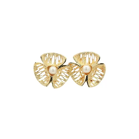 Vintage 14K Gold Clip Earrings with Pearl