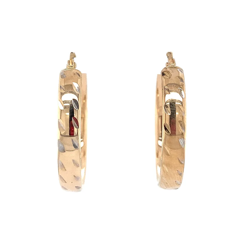 Vintage Fancy 9K Gold Hoop Earrings