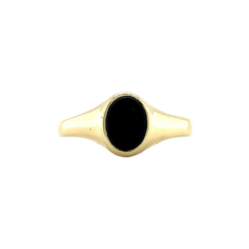 Vintage 14K Gold Signet Ring with Onyx
