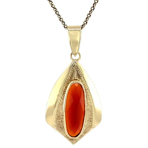 Vintage 14K Gold Pendant with Carnelian