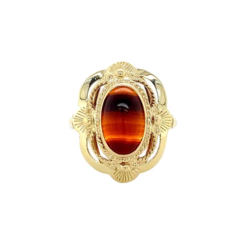 Vintage 14K Gold Ring with Banded Agate