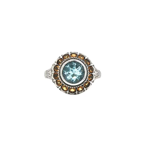 Vintage Sterling Silver Ring with Topaz and Citrine