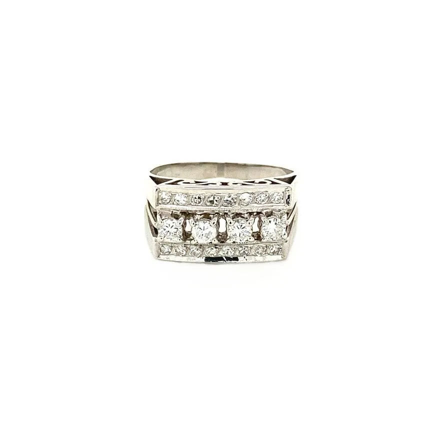 Vintage 18K White Gold Ring with Diamond