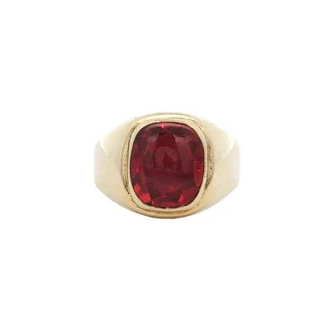 Vintage 14K Gold Signet Ring with Ruby