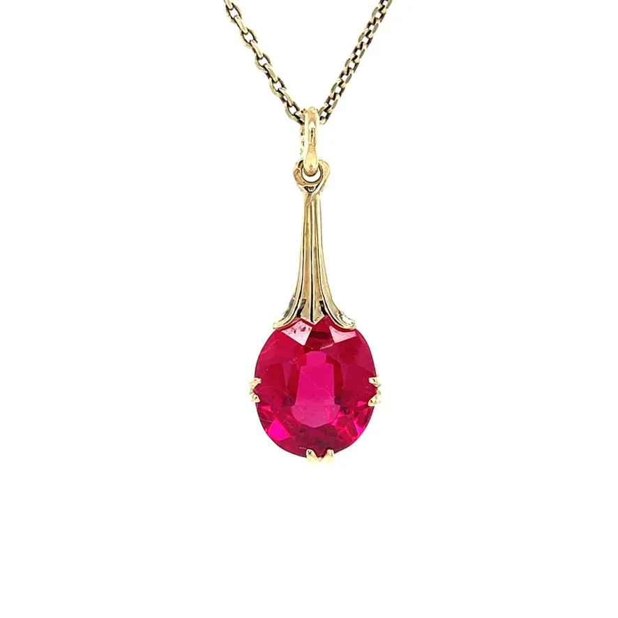 Vintage 14K Gold Pendant with Ruby