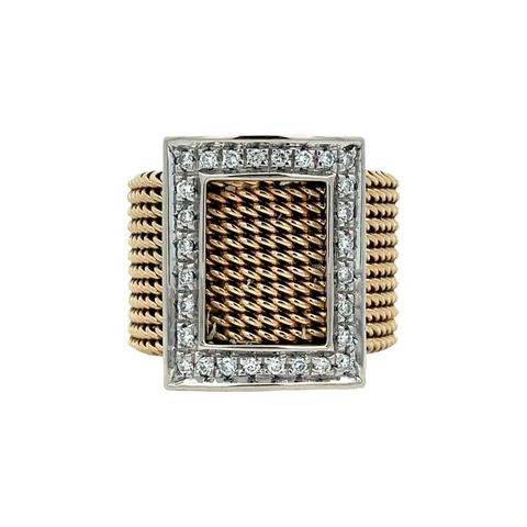Vintage 18K Two Tone Gold Ring with Diamond