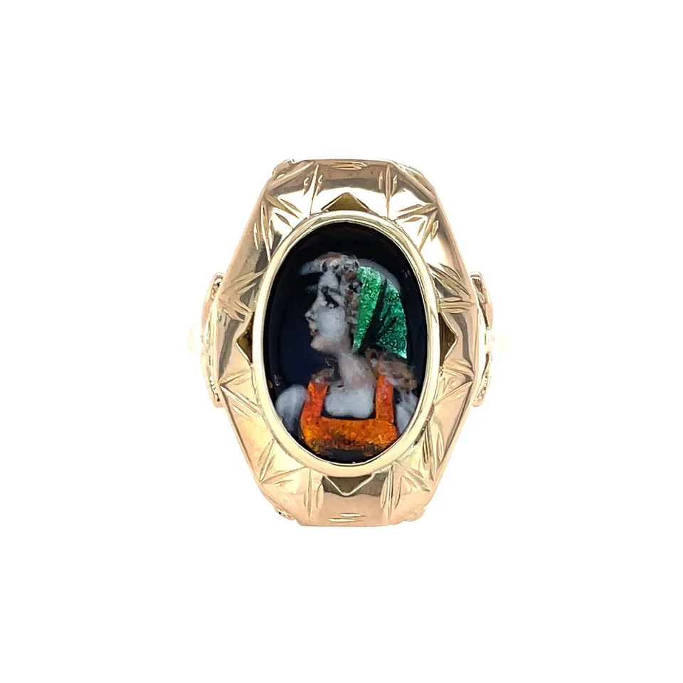 Vintage 14K Gold Ring with Enamel