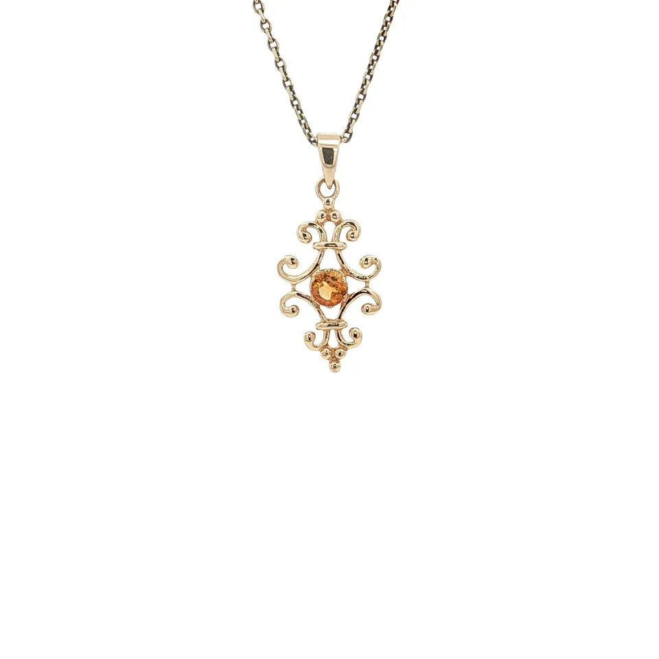 Vintage 14K Gold Pendant with Citrine