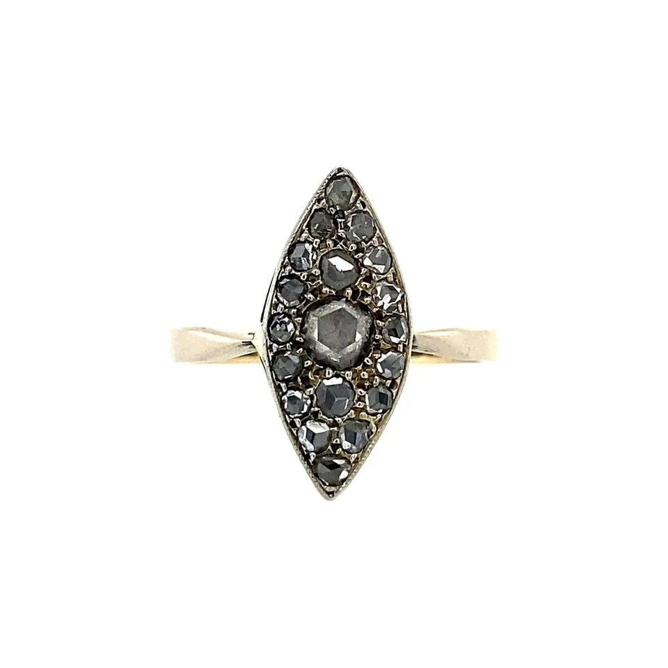 Vintage 14K Two Tone Gold Ring with Rose Cut Diamond