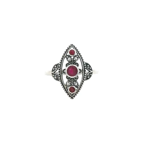 Vintage Sterling Silver Ring with Ruby and White Topaz
