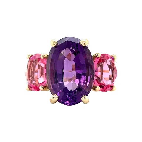 Vintage 14K Gold Ring with Amethyst and Colored Stone