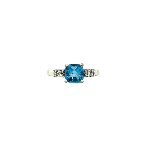 Vintage 14K White Gold Ring with Topaz and Diamond