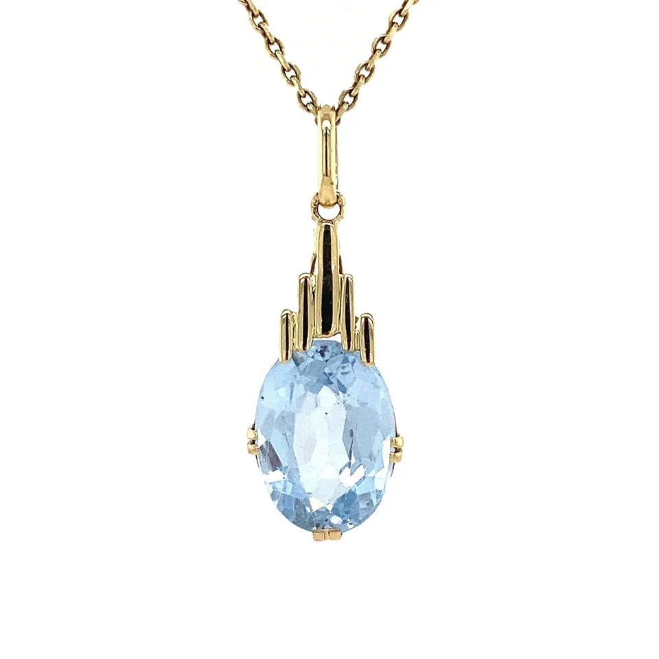 Vintage 14K Gold Pendant with Blue Spinel