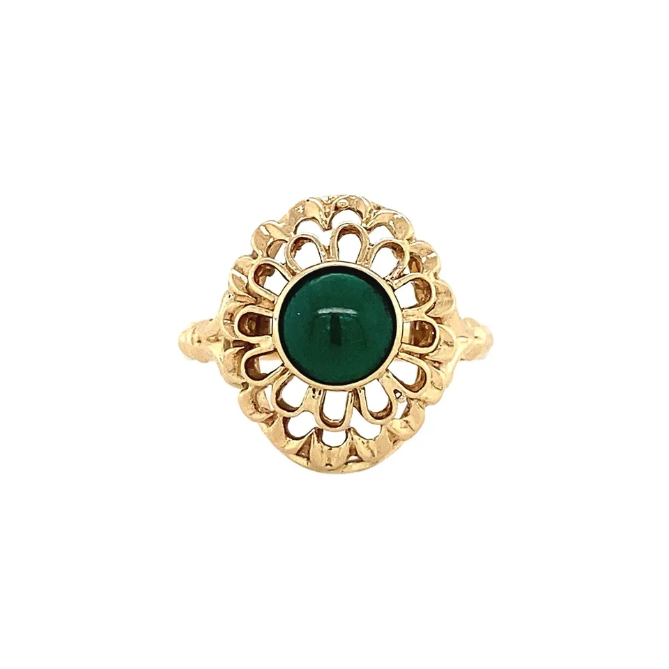 Vintage 14K Gold Ring with Malachite